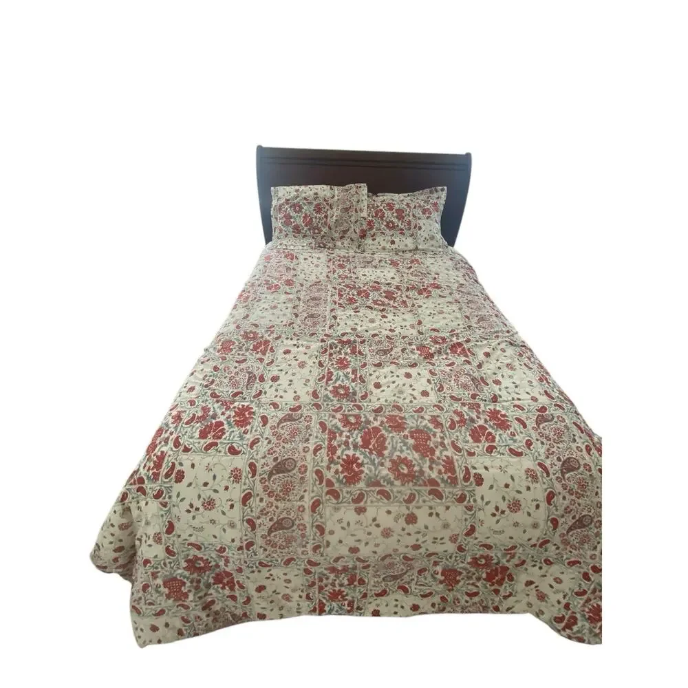 Vintage Ralph Lauren Kelsey Red Blue Paisley Floral Queen Comforter Shams Boho